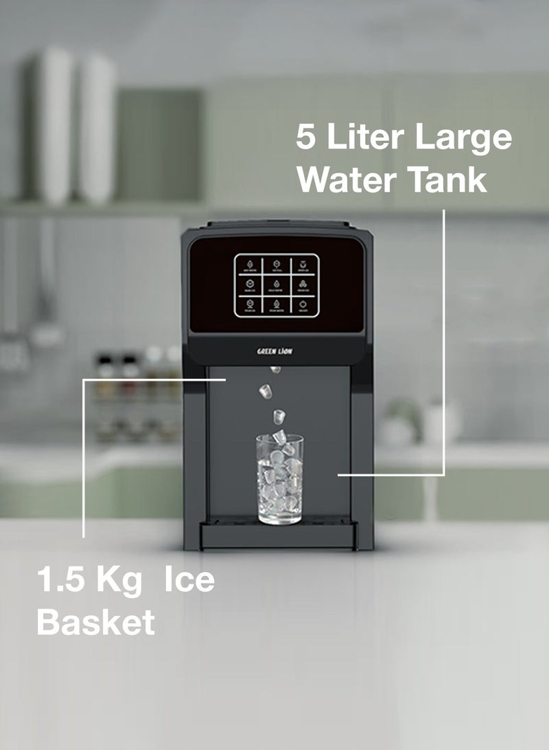 جرين ليون جهاز صنع الثلج وموزع المياه 3 في 1 يوضع على سطح الطاولة، كسارة ثلج، إنتاج حتى 20 كجم من الثلج يوميًا، خزان مياه بسعة 5 لتر، شاشة تحكم باللمس، مؤشر مستوى الثلج، آلة صنع ثلج بقدرة 200 واط للاستخدام المنزلي والمطبخ والحفلات والمكتب - Image 5